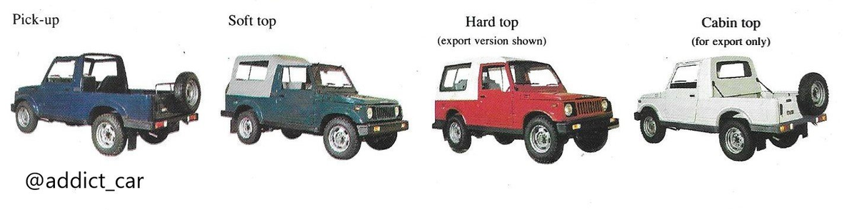 Gypsy Wide Track: Pick-up, Soft top, Hard top, Cabin top