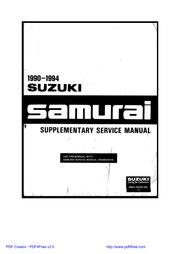 Samurai Supplementary Service Manual 1990–1994 — 99501-83350-33E