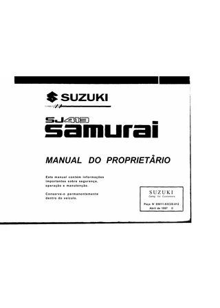 Manual do proprietário Samurai, Бразилия, 1997