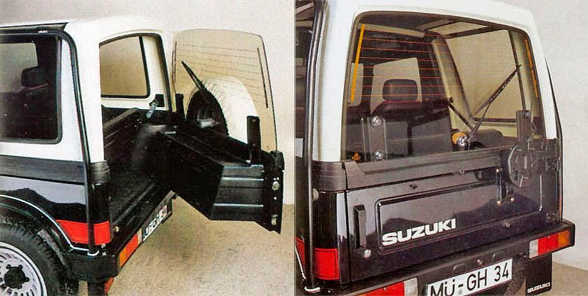 Кунг короткого SJ413 MÜ-GH 34: боковое окно и заднее стекло, открывающееся вместе с дверью
